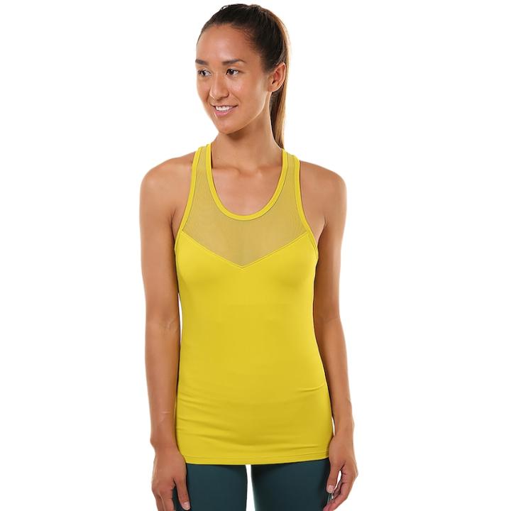 Women's Soybu Soiree Mesh Illusion Tank, Size: Medium, Med Yellow