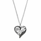 Silver Luxuries Crystal & Marcasite Love Heart Pendant, Women's, Grey