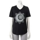 Juniors' Awake Zodiac Moon V-neck Graphic Tee, Girl's, Size: Xs, Black