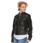 Juniors' J-2 Faux-leather Jacket, Teens, Size: Small, Black
