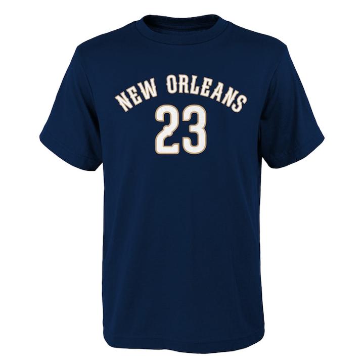 Boys 8-20 New Orleans Pelicans Anthony Davis Player Name & Number Replica Tee, Size: Xl 18-20, Blue (navy)