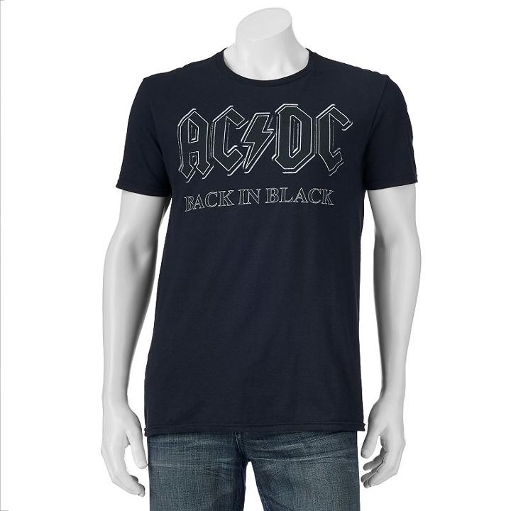 Men's Ac/dc Black In Black Tee, Size: Xxl