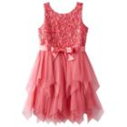 Girls Plus Size Lilt Soutache Flower Bodice & Tiered Tulle Skirt Dress, Size: 14 1/2, Lt Orange