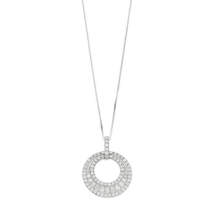 Forever Classic 14k White Gold 9/10 Carat T.w. Lab-created Moissanite Triple Circle Pendant, Women's, Size: 18