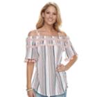 Women's French Laundry Tassel Trim Cold-shoulder Top, Size: Xl, White