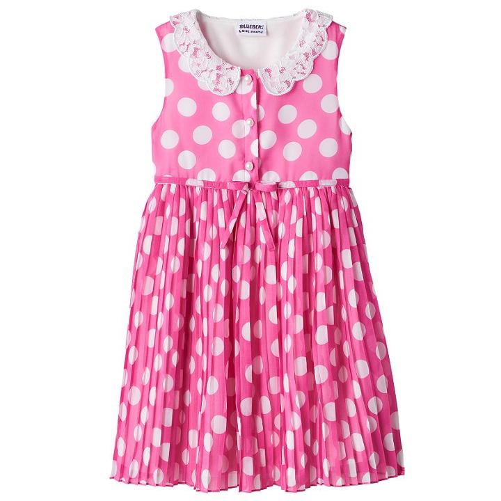 Girls 4-6x Blueberi Boulevard Collared Polka Dot Dress, Girl's, Size: 6x, Pink