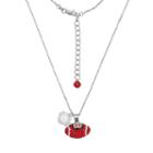 Louisville Cardinals Sterling Silver Team Logo & Crystal Football Pendant Necklace, Women's, Size: 18, Red