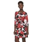 Dana Buchman, Petite Printed Faux-wrap Dress, Women's, Size: M Petite, Med Red