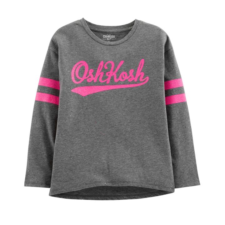 Girls 4-12 Oshkosh B'gosh&reg; Glitter Logo Graphic Tee, Size: 6-6x, Light Grey