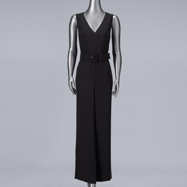 Women's Simply Vera Vera Wang Wide-leg Jumpsuit, Size: Xs, Black