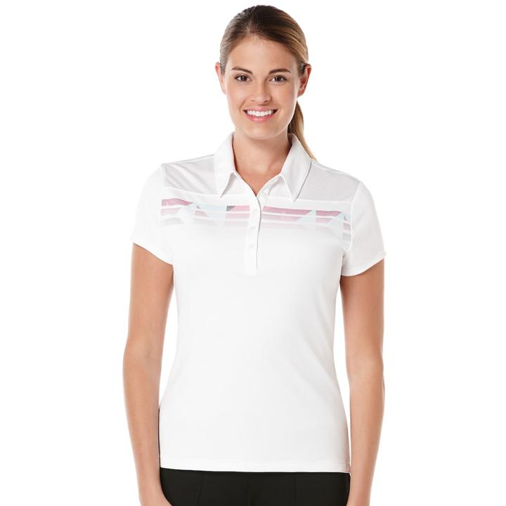 Women's Grand Slam Striped Golf Polo, Size: Xl, White