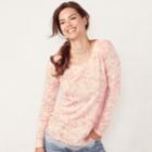 Women's Lc Lauren Conrad Lace Trim Top, Size: Small, Light Pink
