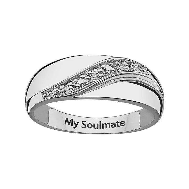 Sweet Sentiments Sterling Silver Diamond Accent Band - Men, Size: 12, White