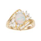 14k Gold Over Silver Lab-created Opal & White Sapphire Bypass Ring, Women's, Size: 7