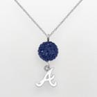 Logoart Atlanta Braves Sterling Silver Crystal Ball Pendant, Women's, Size: 18, Blue