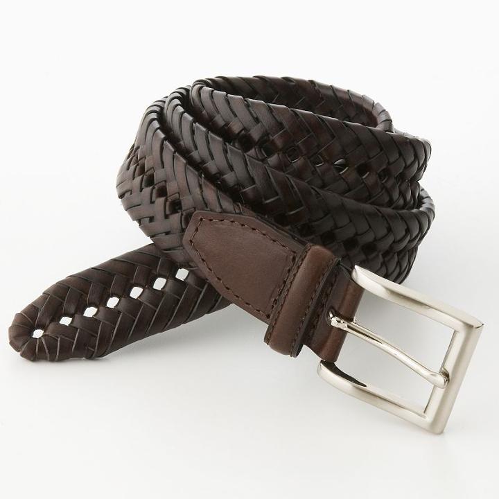 Croft & Barrow&reg; Basket Weave Faux-leather Belt, Men's, Size: 46, Brown