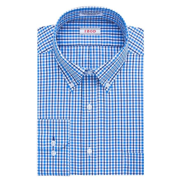 Men's Izod Solid Twill Regular-fit Button-down Collar Dress Shirt, Size: 15-32/33, Turquoise/blue (turq/aqua)