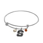 Fiora Sterling Silver Syracuse Orange Charm Bangle Bracelet, Women's