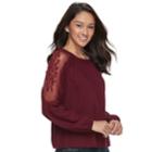 Juniors' Mudd&reg; Sheer Cold-shoulder Top, Teens, Size: Medium, Dark Pink