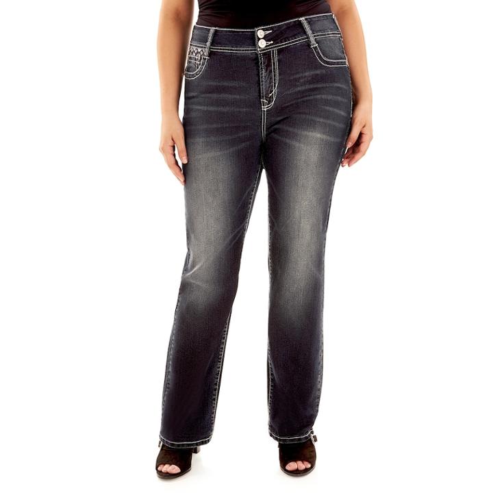 Juniors' Plus Size Wallflower Luscious Curvy Embellished Bootcut Jeans, Teens, Size: 18, Purple