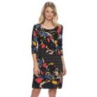 Petite Dana Buchman Printed Crepe Shift Dress, Women's, Size: M Petite, Dark Blue