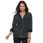 Women's Rock & Republic&reg; Roll-cuff Button-down Shirt, Size: Medium, Blue