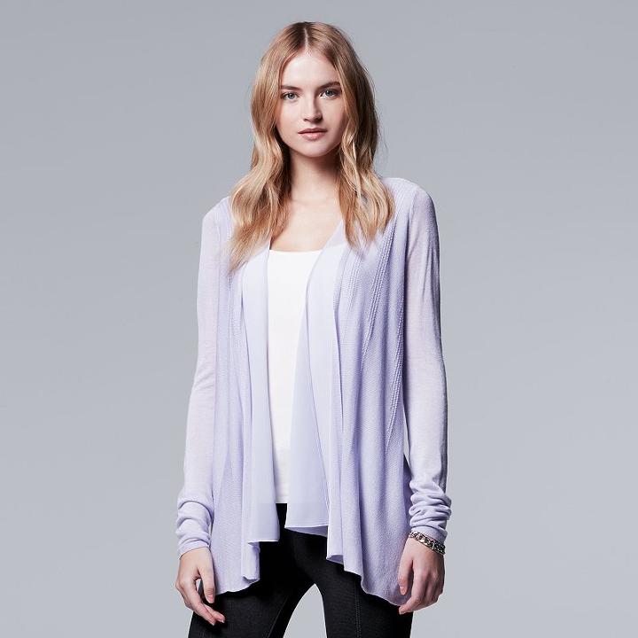 Women's Simply Vera Vera Wang Flyaway Cardigan, Size: Small, Drk Purple
