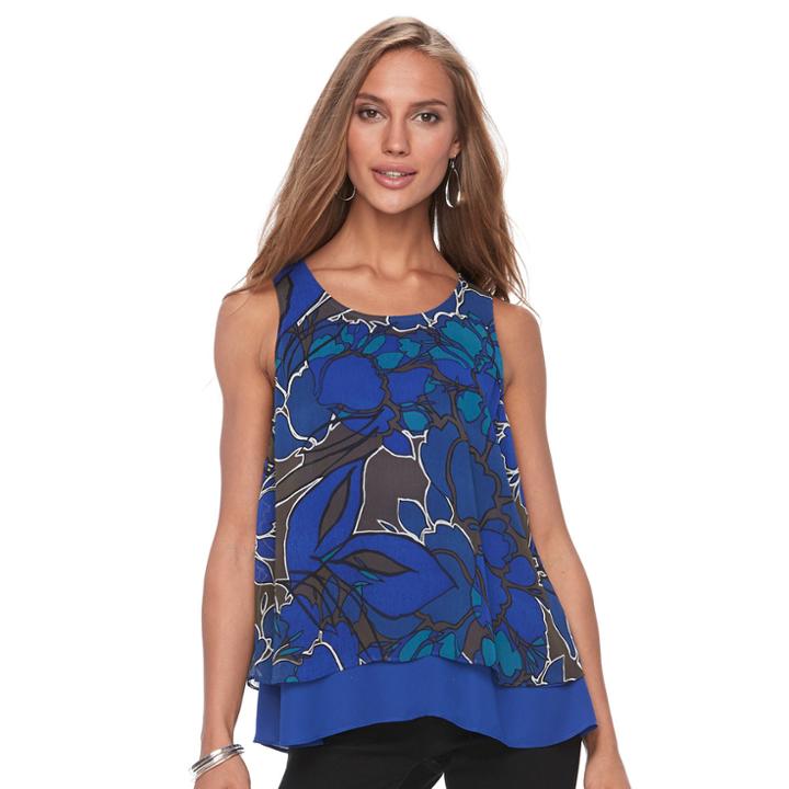 Women's Apt. 9&reg; Layered Chiffon Tank, Size: Large, Dark Blue