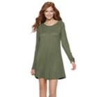 Juniors' So&reg; Henley Swing Dress, Teens, Size: Large, Med Green