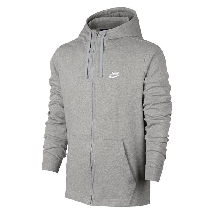Men's Nike Full-zip Jersey Hoodie, Size: Xl, Grey