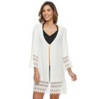 Women's Beach Scene Crochet Cover-up, Size: Xl, White