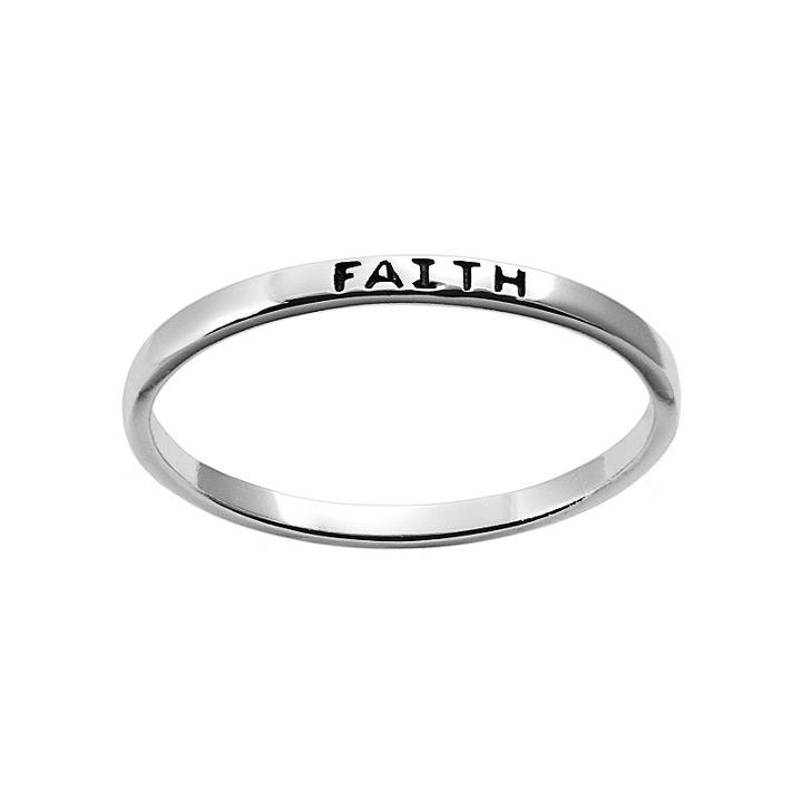 Itsy Bitsy Sterling Silver Faith Ring, Women's, Size: 6, Grey