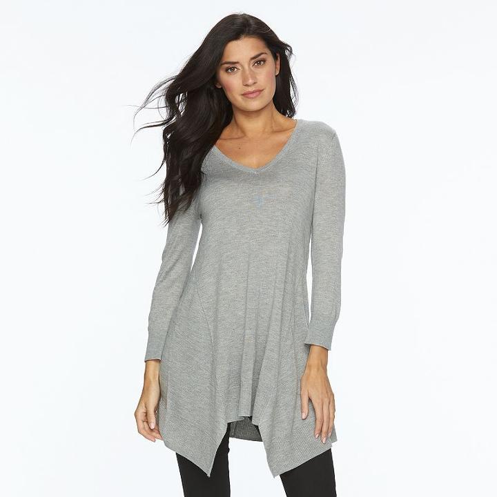 Women's Apt. 9&reg; Shark-bite Tunic, Size: Xs, Med Grey