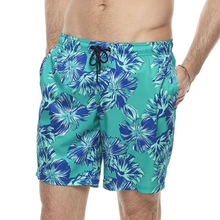 Men's Marc Anthony Slim-fit Stretch Swim Trunks, Size: 32, Turquoise/blue (turq/aqua)