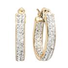 Sterling 'n' Ice 14k Gold Over Silver Crystal Hoop Earrings - Made With Swarovski Crystals, Women's, Yellow