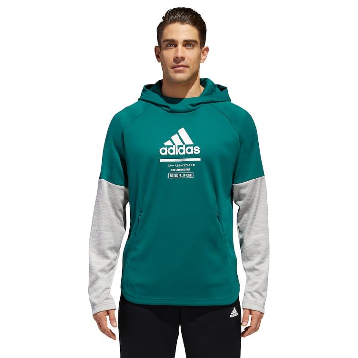 Men's Adidas Mock-layered Hoodie, Size: Xxl, Dark Green