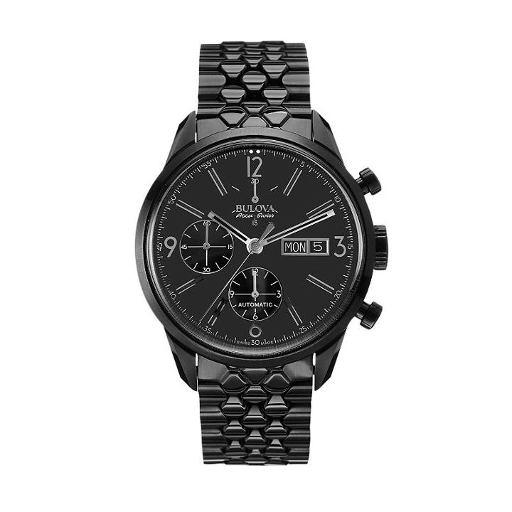 Bulova Men's Accu Swiss Ion-plated Stainless Steel Automatic Watch - 65c115, Black
