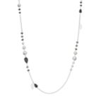 Long Beaded Leaf Charm Station Necklace, Women's, Silver