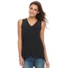 Women's Apt. 9&reg; Embellished High-low Tunic Tank, Size: Xl, Black