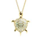 18k Gold Over Silver Jade Turtle Pendant, Women's, Size: 18, Green