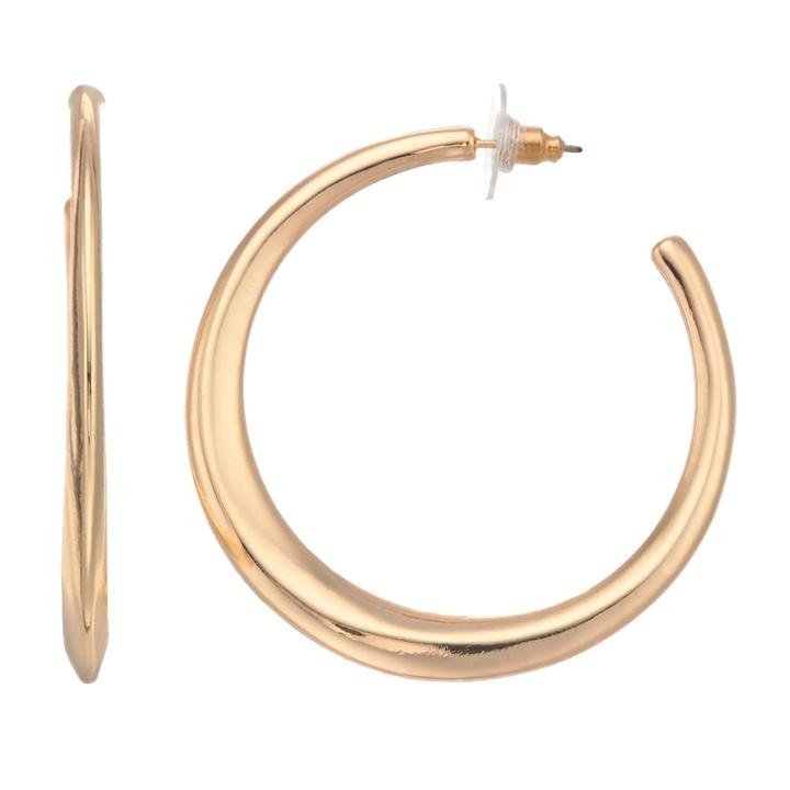 Gold Tone Post Back Hoop Earrings, Women's