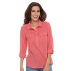 Women's Croft & Barrow&reg; Gauze Shirt, Size: Small, Med Orange