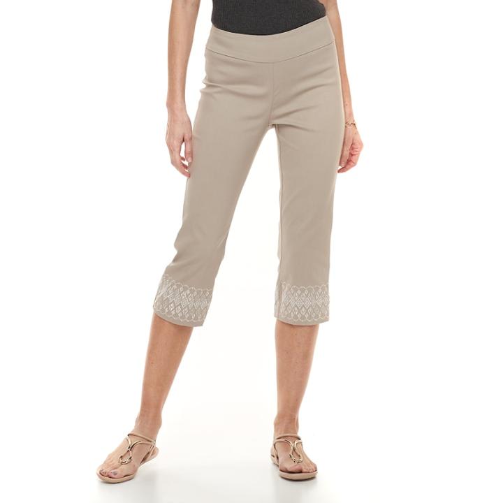 Women's Dana Buchman Millennium Midrise 21-in. Pull-on Capris, Size: Large, Med Beige
