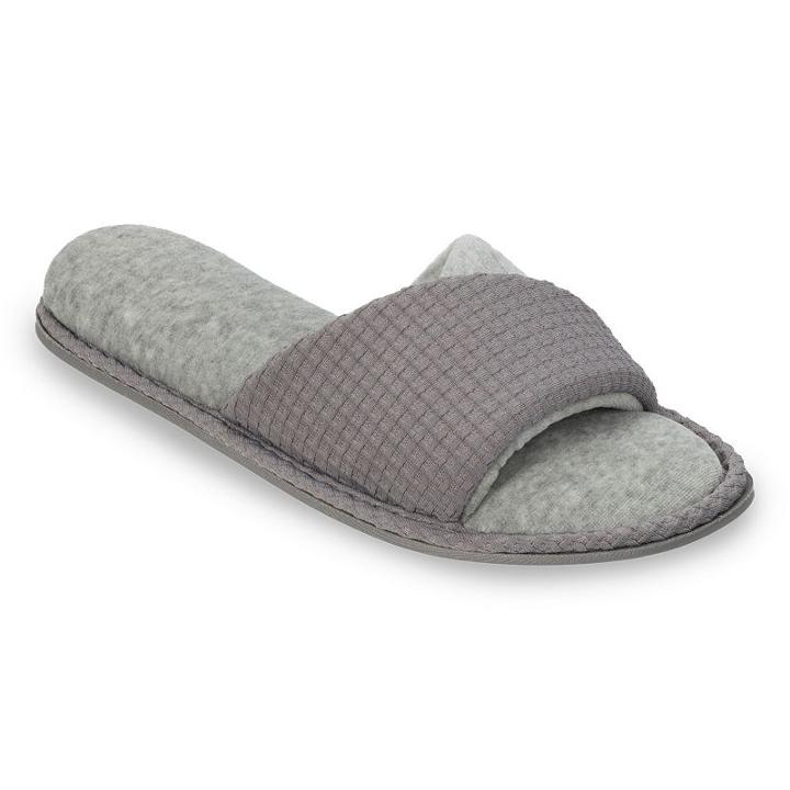 Dearfoams Women's Waffle Textured Twist Slide Slippers, Size: Small, Med Grey