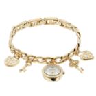 Armitron Women's Crystal Key & Heart Lock Charm Watch - 75/5620mpgp, Size: Small, Yellow