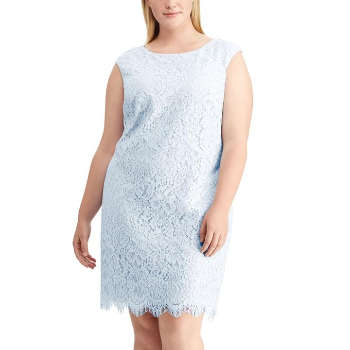 Plus Size Chaps Floral Lace Sheath Dress, Women's, Size: 18 W, Blue
