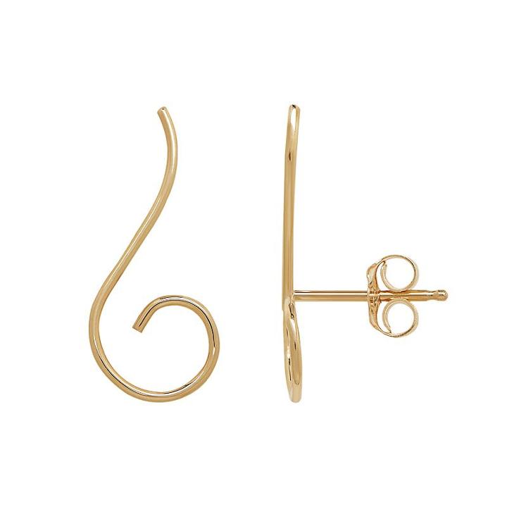 14k Gold Swirl Ear Climber Earrings, Women's, Yellow