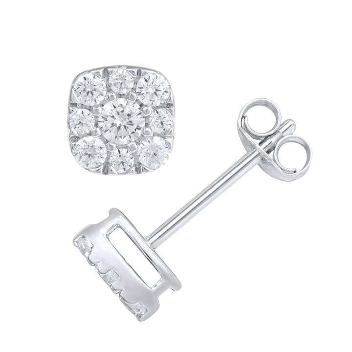 10k White Gold 1/2 Carat T.w. Diamond Square Halo Stud Earrings, Women's