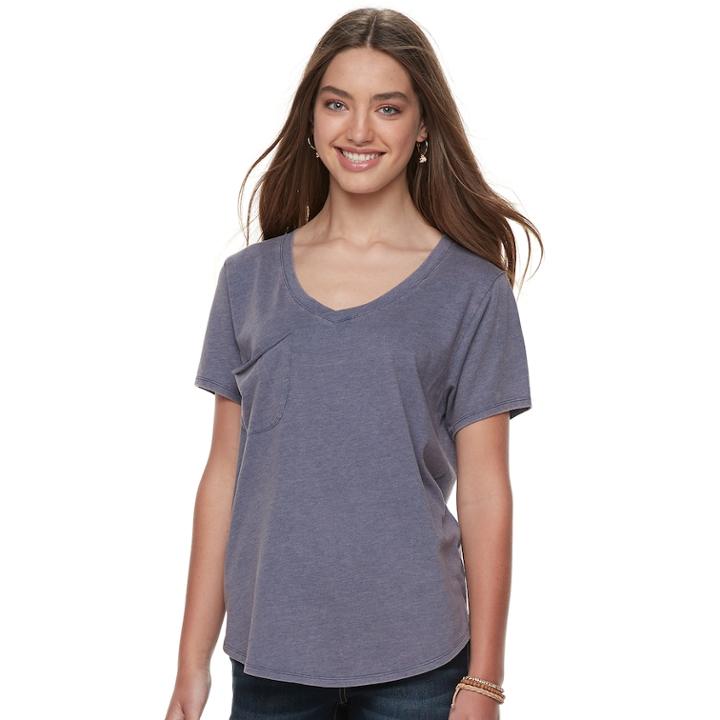 Juniors' Grayson Threads V-neck Pocket Tee, Teens, Size: Small, Blue (navy)