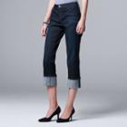 Women's Simply Vera Vera Wang Cuffed Capri Jeans, Size: 4, Med Blue
